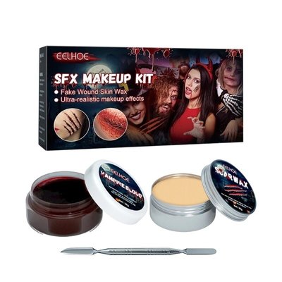 Професійна фарба/віск-крем для обличчя та тіла, аквагрим для Хелловіна з шпатель інструментом Fake-Scab Blood Scar-Vax AFK фото