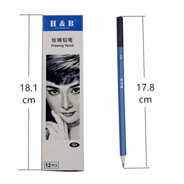 12 шт персоналізованих олівців H&B для шкільних офісних та канцелярських товарів, 5Н HB-HB012 фото