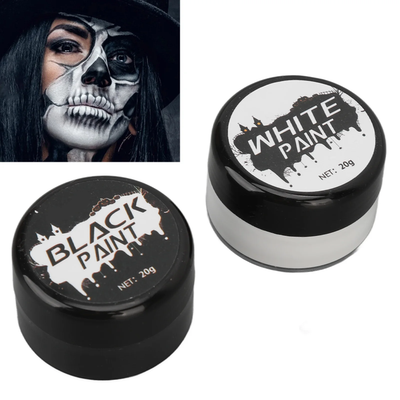 Фарби для обличчя та тіла, чорний та білий колір, нетоксичні, для вечірки та  хелловіна BW фото
