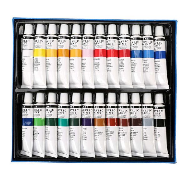 Набір художніх акрилових фарб H&B,  24 кольори по 12 мл. HB-AP24 фото