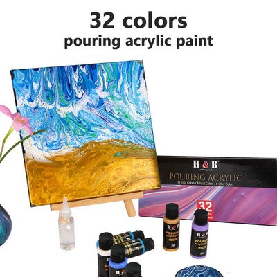 Набор разливной акриловой краски (POURING ACRYLIC) H&B, Fluid Art, 32 цвета, 60 мл.  HB-AP32 фото