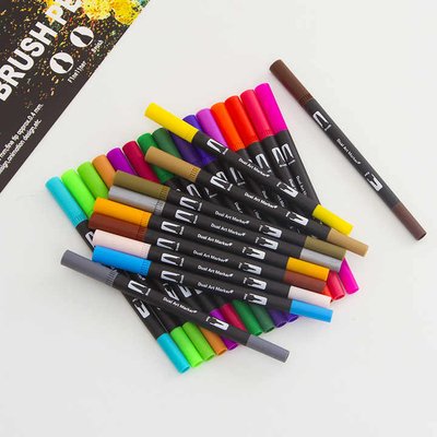 Высококачественный набор двухсторонних акварельных кистей-ручек Н&В FineLiner / Brush Pens 24 шт  HB-BMA фото