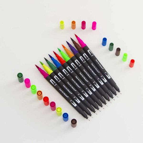 Високоякісний набір двосторонніх акварельних пензлів-ручок Н&В FineLiner / Brush Pens 24 шт.  HB-BMA фото