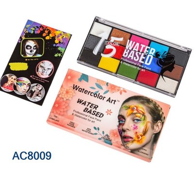 Аквагрим-фарби, для обличчя та тіла на водній основі для Хелловіну, карнавалу, празників 15 кольорів AC8009 фото